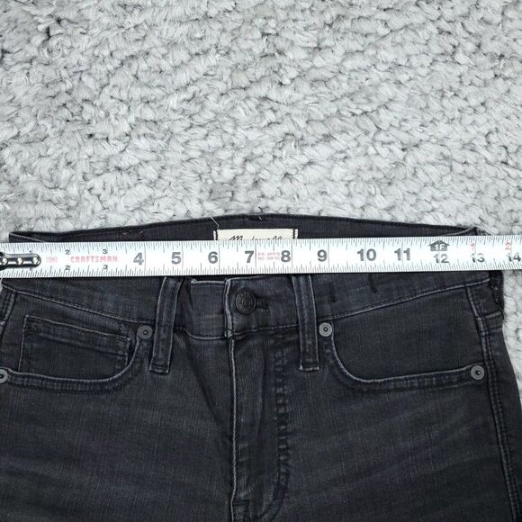 Madewell 9" Mid High Rise Skinny Jeans Ripped Distressed Size 25 Black Sea H2230 - Picture 11 of 13